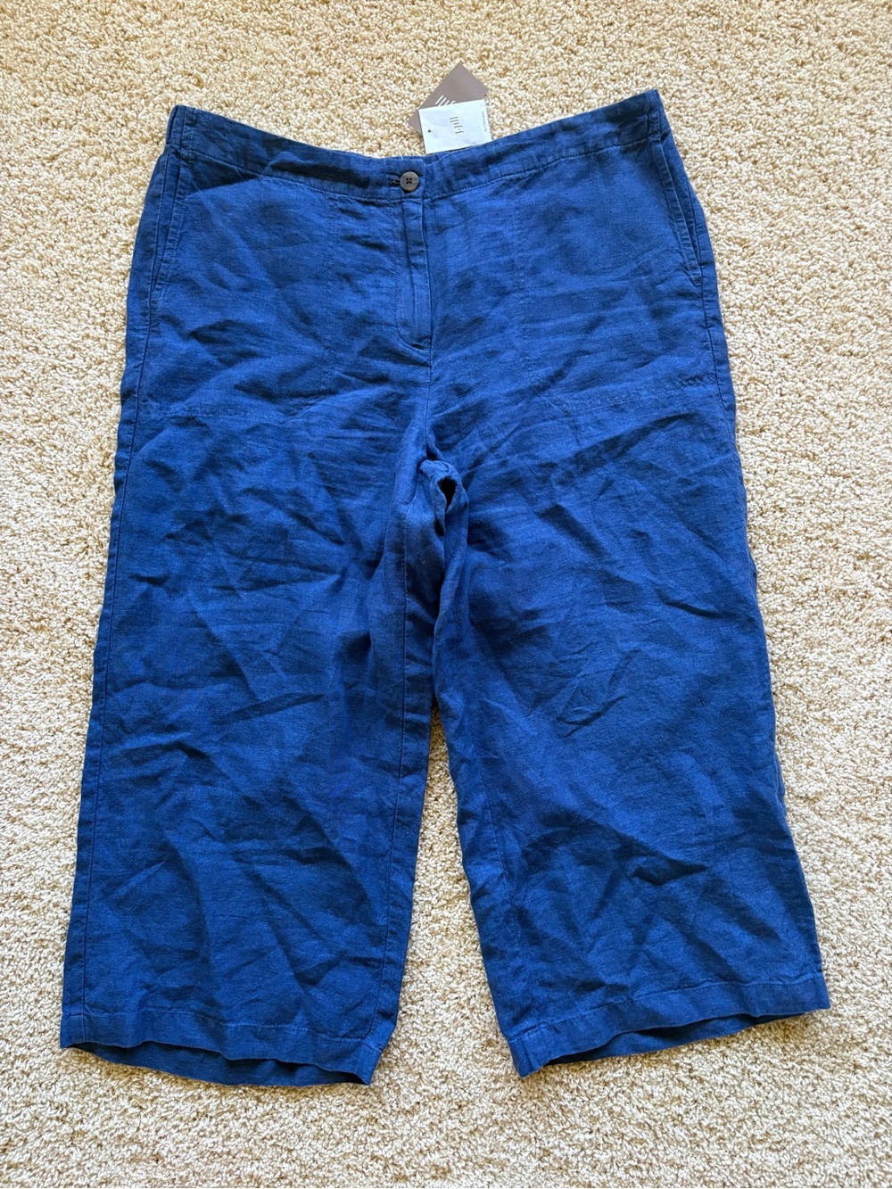 J. Jill Love Linen Crop Pants Blue Wide Leg Cropped Linen Pants LP NWT
